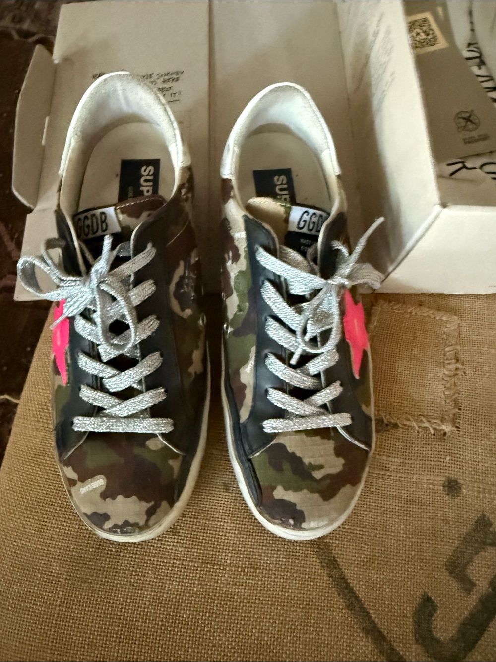 Golden Goose Super-Star Camouflage Sneakers with Pink Star - Picture 14 of 16